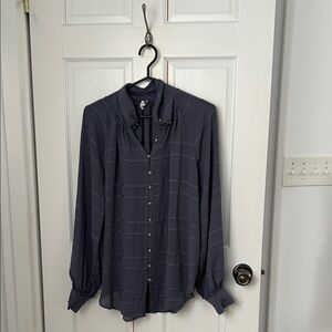 Anthropologie Slate Charcoal Button-Down Long Sleeve Shirt